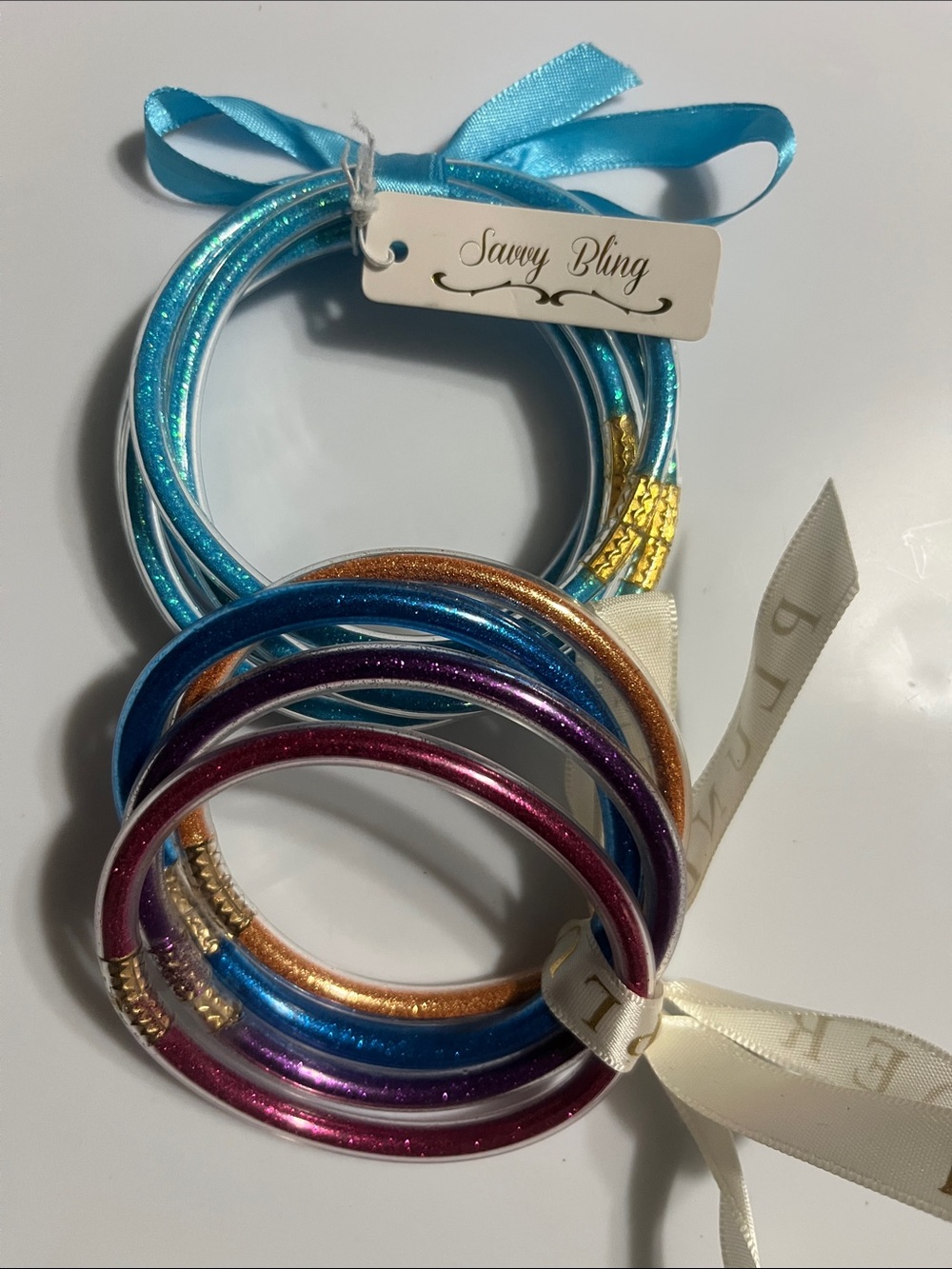 Plunder & savvy bling glitter filled jelly bangle sets